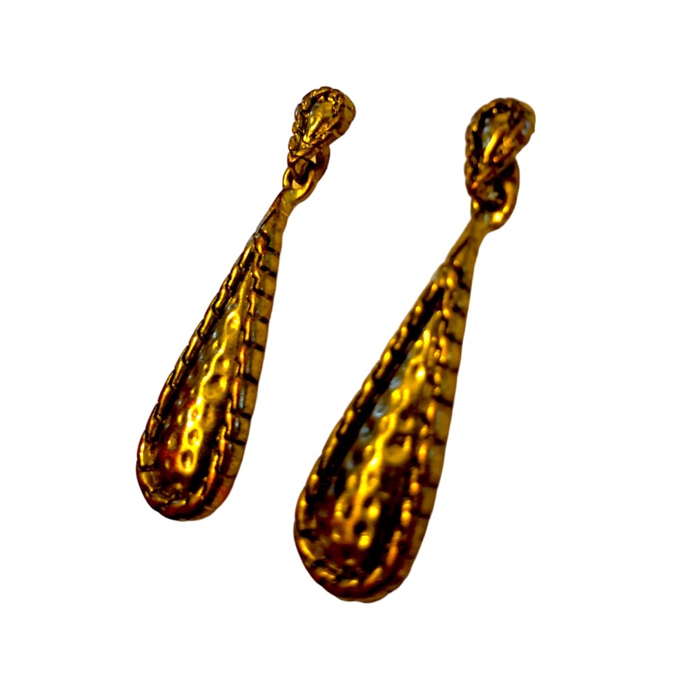 Bronze hip-hop tear drop dangle textured earrings‎